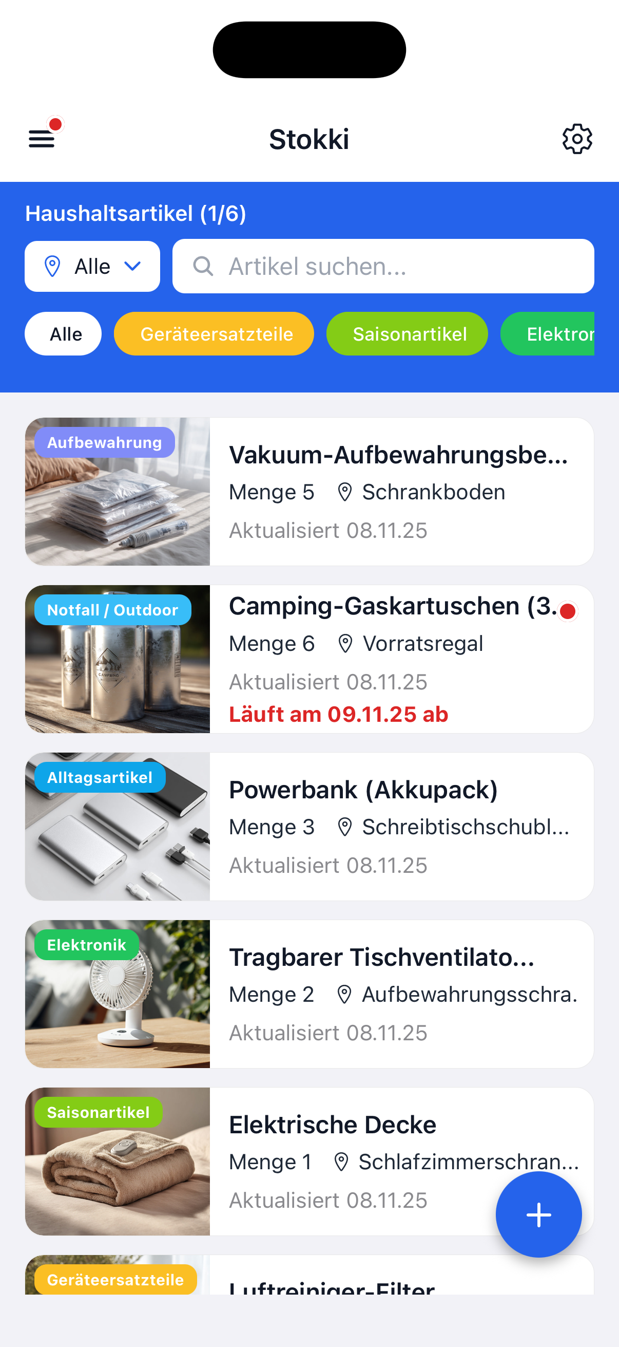 Haushaltsartikel mit Ablaufdatum